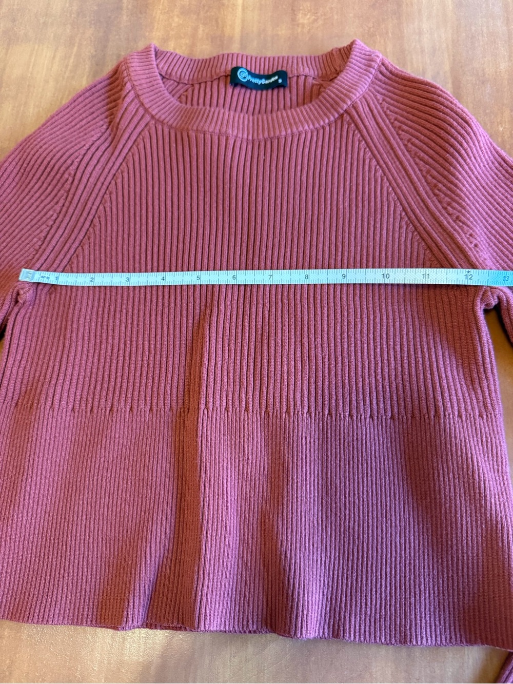Women’s Ribbed Cropped Sweater - Rust Red - Picture 3 of 5